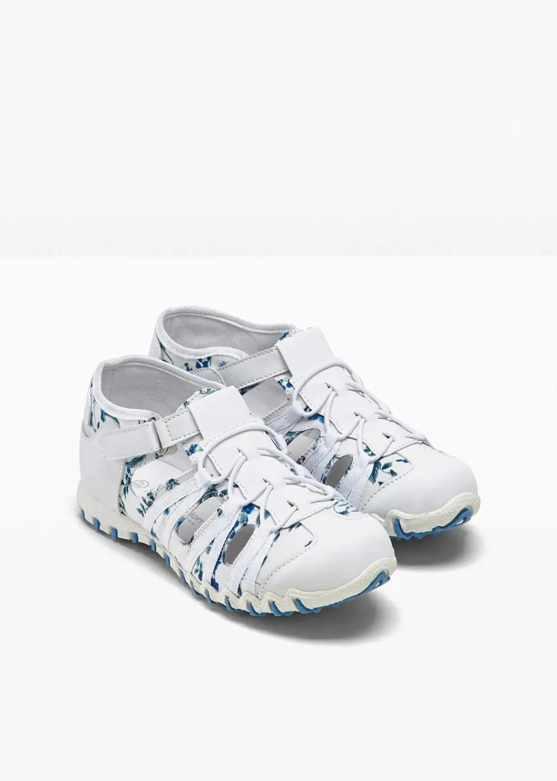 bonprix Schuhe & Accessoires In Spezialgrößen·Schuhe In Übergröße|Sommerschuhe|Slipper mit Profilsohle weiß/hellblau geblümt