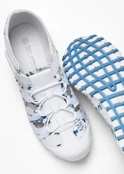 bonprix Schuhe & Accessoires In Spezialgrößen·Schuhe In Übergröße|Sommerschuhe|Slipper mit Profilsohle weiß/hellblau geblümt