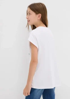 SmileyWorld Mädchen 9-16 Jahre·Shirts & Blusen|Smiley Shirt aus reiner Baumwolle weiß/kristallrosa bedruckt