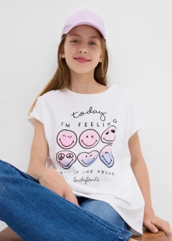 SmileyWorld Mädchen 9-16 Jahre·Shirts & Blusen|Smiley Shirt aus reiner Baumwolle weiß/kristallrosa bedruckt