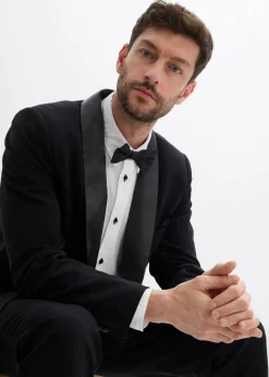 bonprix Große Größen|Anzüge & Sakkos|Smoking-Sakko mit Stretch-Anteil, Slim Fit schwarz