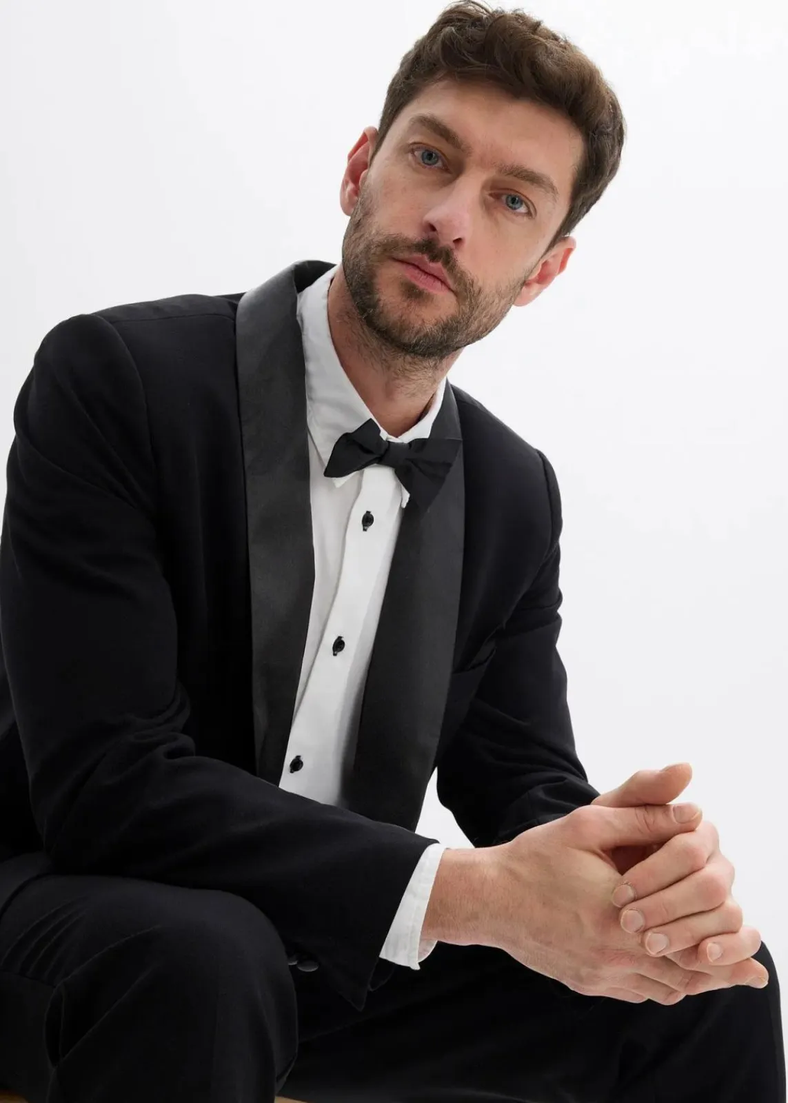 bonprix Große Größen|Anzüge & Sakkos|Smoking-Sakko mit Stretch-Anteil, Slim Fit schwarz