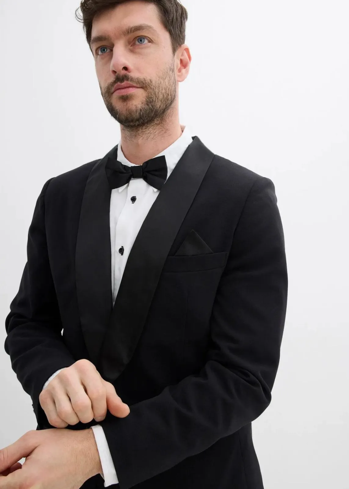 bonprix Große Größen|Anzüge & Sakkos|Smoking-Sakko mit Stretch-Anteil, Slim Fit schwarz