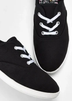 bonprix Schuhe & Accessoires In Spezialgrößen·Schuhe In Übergröße|Sneaker|Sneaker aus Baumwoll-Canvas schwarz
