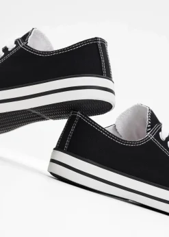 bonprix Sneaker|Sneaker aus Baumwoll-Canvas schwarz