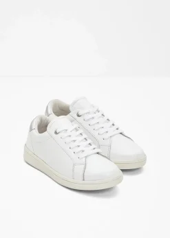bonprix Sneaker|Sneaker aus Leder weiß/silberfarben