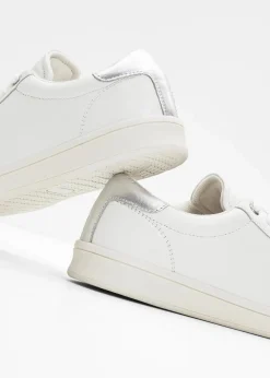 bonprix Sneaker|Sneaker aus Leder weiß/silberfarben