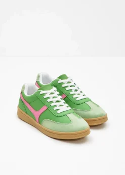 bonprix Sneaker|Sneaker im Retrolook kleegrün/kristallrosa