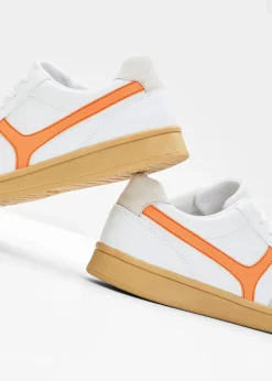 bonprix Sneaker|Sneaker im Retrolook weiß/hellorange