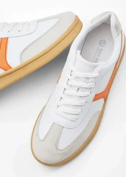 bonprix Sneaker|Sneaker im Retrolook weiß/hellorange
