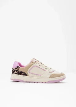 bonprix Sneaker|Sneaker mit Animal-Details beige leo/blütenpink