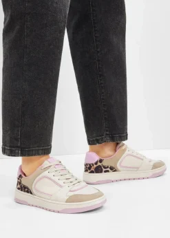 bonprix Sneaker|Sneaker mit Animal-Details beige leo/blütenpink
