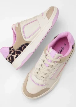 bonprix Sneaker|Sneaker mit Animal-Details beige leo/blütenpink