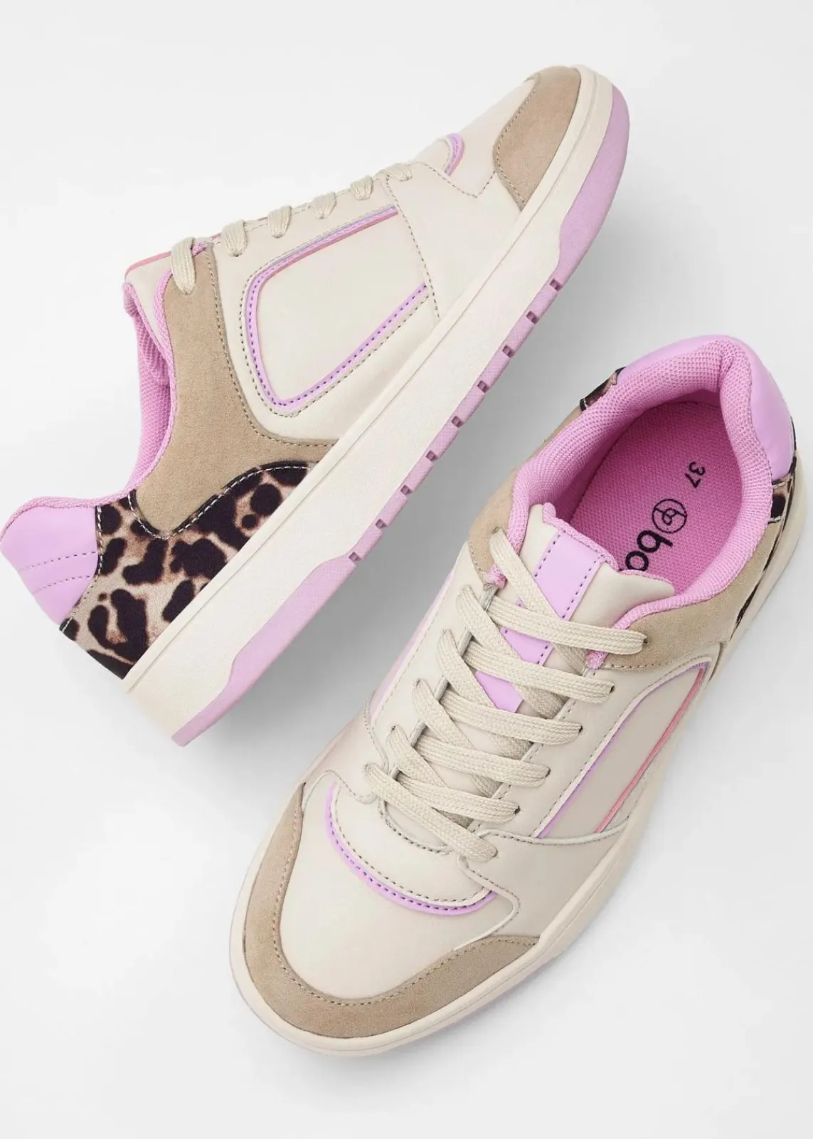 bonprix Sneaker|Sneaker mit Animal-Details beige leo/blütenpink