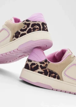 bonprix Sneaker|Sneaker mit Animal-Details beige leo/blütenpink