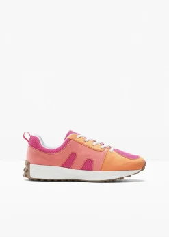 bonprix Sneaker|Sneaker mit Mesh-Einsatz pink/orange