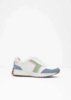 bonprix Sneaker|Sneaker mit Profilsohle weiß/rosa/grün/blau