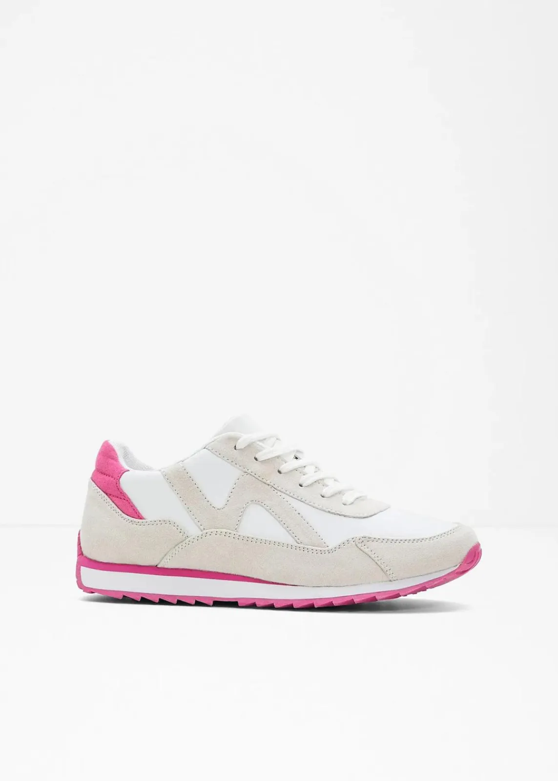 bonprix Sneaker|Sneaker mit Profilsohle weiß/beige/pinklady