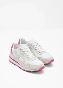bonprix Sneaker|Sneaker mit Profilsohle weiß/beige/pinklady