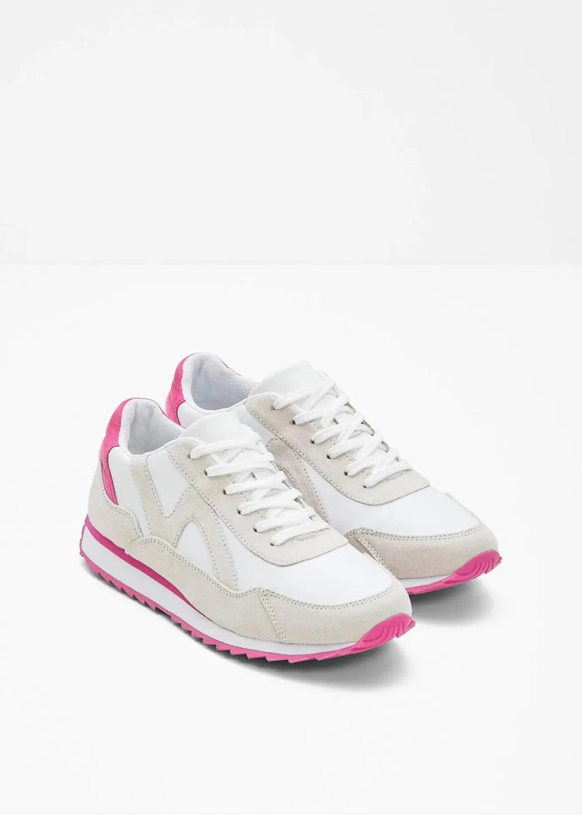 bonprix Sneaker|Sneaker mit Profilsohle weiß/beige/pinklady