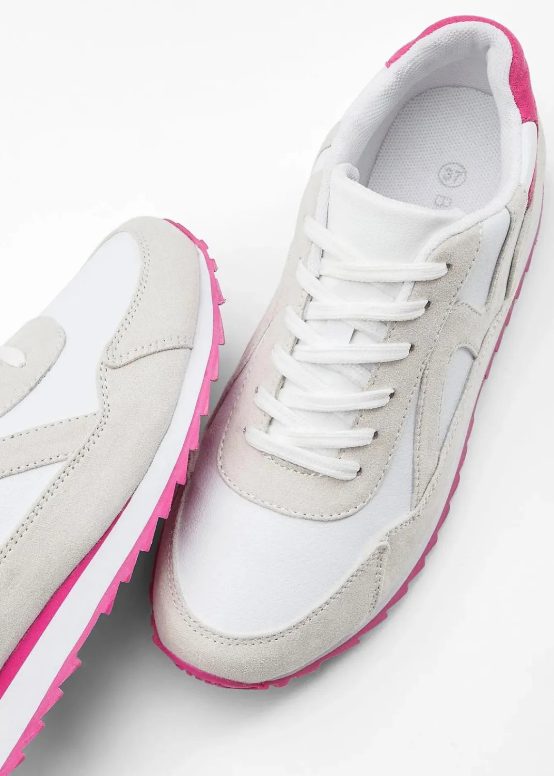 bonprix Sneaker|Sneaker mit Profilsohle weiß/beige/pinklady