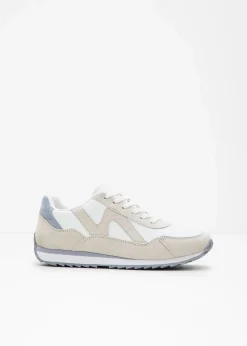 bonprix Sneaker|Sneaker mit Profilsohle weiß/beige/hellblau