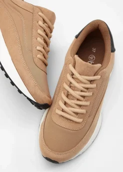 bonprix Sneaker|Sneaker mit Profilsohle naturbraun