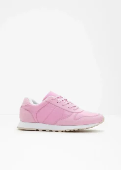 bonprix Sneaker|Sneaker mit Satin-Einsatz aschrosa