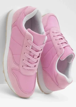 bonprix Sneaker|Sneaker mit Satin-Einsatz aschrosa