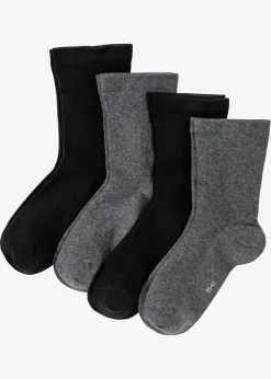 bonprix Socken|Socken|Socken mit druckfreiem Bund (4er Pack) schwarz/anthrazit meliert