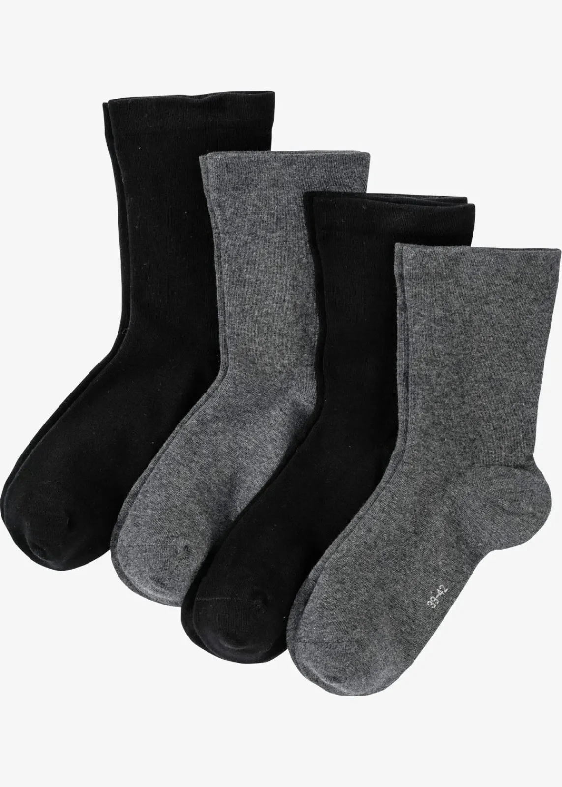 bonprix Socken|Socken|Socken mit druckfreiem Bund (4er Pack) schwarz/anthrazit meliert
