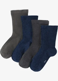 bonprix Nachhaltigere Materialien|Socken & Strumpfhosen|Socken mit druckfreiem Bund (4er Pack) dunkelblau + grau meliert