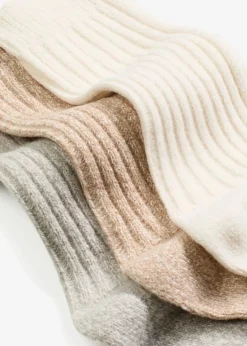 Socken mit Rippe und Flauschgarn (3er Pack)|bonprix Sale