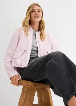bonprix Bekleidung·Hosen|Jacken & Mäntel|Softblouson aus glänzendem Viskose-Mix puderflieder