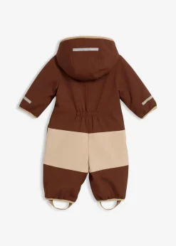 bonprix Jacken & Outdoor|Overalls & Sets|Softshell Overall mit Teddyfleece und Kapuze dunkelbraun/saharabeige