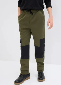 bonprix Jungen 9-16 Jahre·Bademode|Jungen 9-16 Jahre·Jacken & Outdoor|Softshell-Cargohose, weitenverstellbar dunkeloliv/schwarz