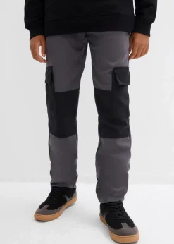 bonprix Jungen 2-8 Jahre·Nachhaltigere Materialien|Jungen 9-16 Jahre·Hosen|Softshell-Cargohose, weitenverstellbar schiefergrau/schwarz