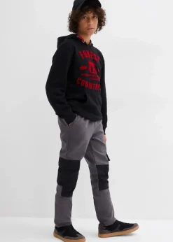 bonprix Jungen 2-8 Jahre·Nachhaltigere Materialien|Jungen 9-16 Jahre·Hosen|Softshell-Cargohose, weitenverstellbar schiefergrau/schwarz