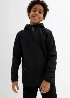 bonprix Jungen 9-16 Jahre·Jacken & Outdoor|Jungen 2-8 Jahre·Nachhaltigere Materialien|Softshelljacke mit Kapuze, wasserabweisend schwarz
