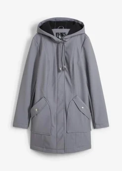 bonprix Bekleidung·Hosen|Jacken & Mäntel|Softshell-Parka mit Kapuze rauchgrau meliert