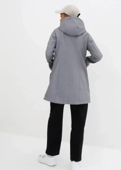 bonprix Bekleidung·Hosen|Jacken & Mäntel|Softshell-Parka mit Kapuze rauchgrau meliert