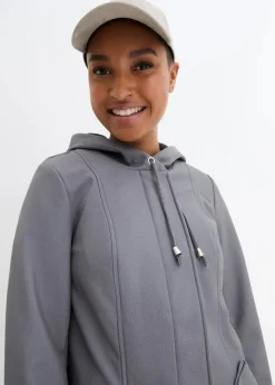 bonprix Bekleidung·Hosen|Jacken & Mäntel|Softshell-Parka mit Kapuze rauchgrau meliert