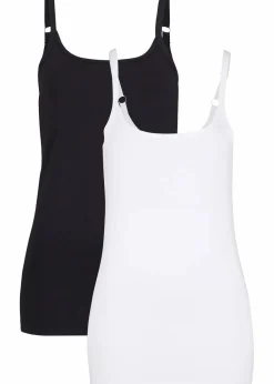 bonprix Shirts & Tops|Basics|Spaghettiträger-Top aus reiner Bio Baumwolle, (2er-Pack) weiß+schwarz
