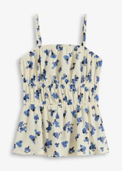 bonprix Shirts & Tops|Spaghettiträger-Top aus strukturiertem Crêpe wollweiß floral
