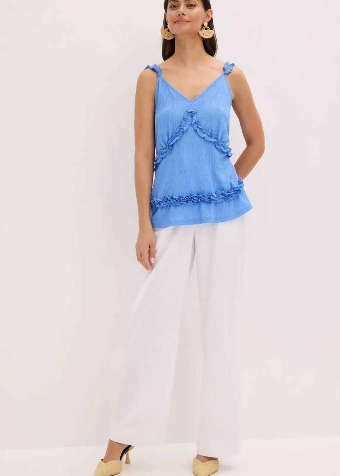 Spaghettiträger-Top mit Rüschen|bonprix New