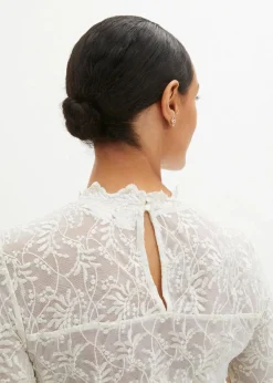 bonprix Bekleidung·Jacken & Mäntel|Blusen & Tuniken|Spitze-Dirndlbluse, langarm wollweiß