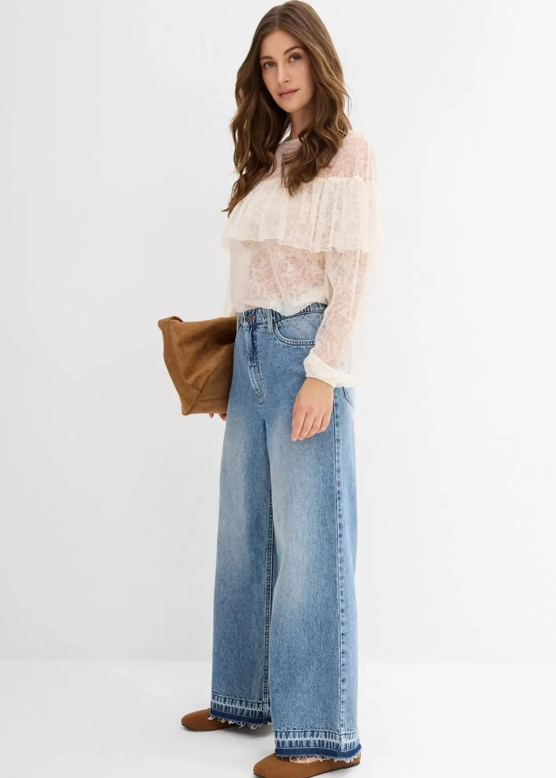 bonprix Bekleidung·Jacken & Mäntel|Blusen & Tuniken|Spitzenbluse wollweiß