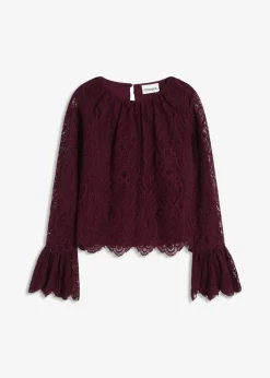 Spitzen-Bluse mit Volants|bonprix Clearance