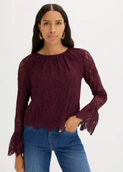 Spitzen-Bluse mit Volants|bonprix Clearance