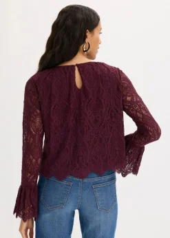 Spitzen-Bluse mit Volants|bonprix Clearance